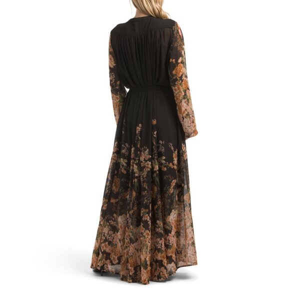 NANCY YANG Black Long Sleeve Printed Maxi Dress - Picture 2 of 2